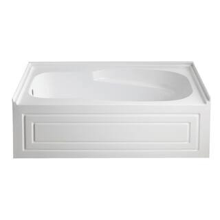 Oriel 60 in. Acrylic Left Drain Rectangular Alcove Bathtub in White | The Home Depot