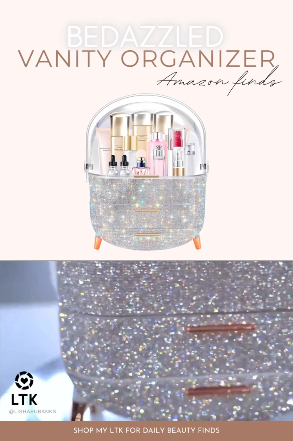 Amazon finds.. Skincare organizer, makeup organizer, vanity organizer, glitter, sparkle, teen gifts, gifts for her, cyber week, #LTKCyberWeek 

#LTKHome #LTKHoliday