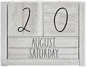 Rae Dunn Perpetual Calendar - Desk Decor for Home, Office and Classroom - White Distressed Wooden... | Amazon (US)