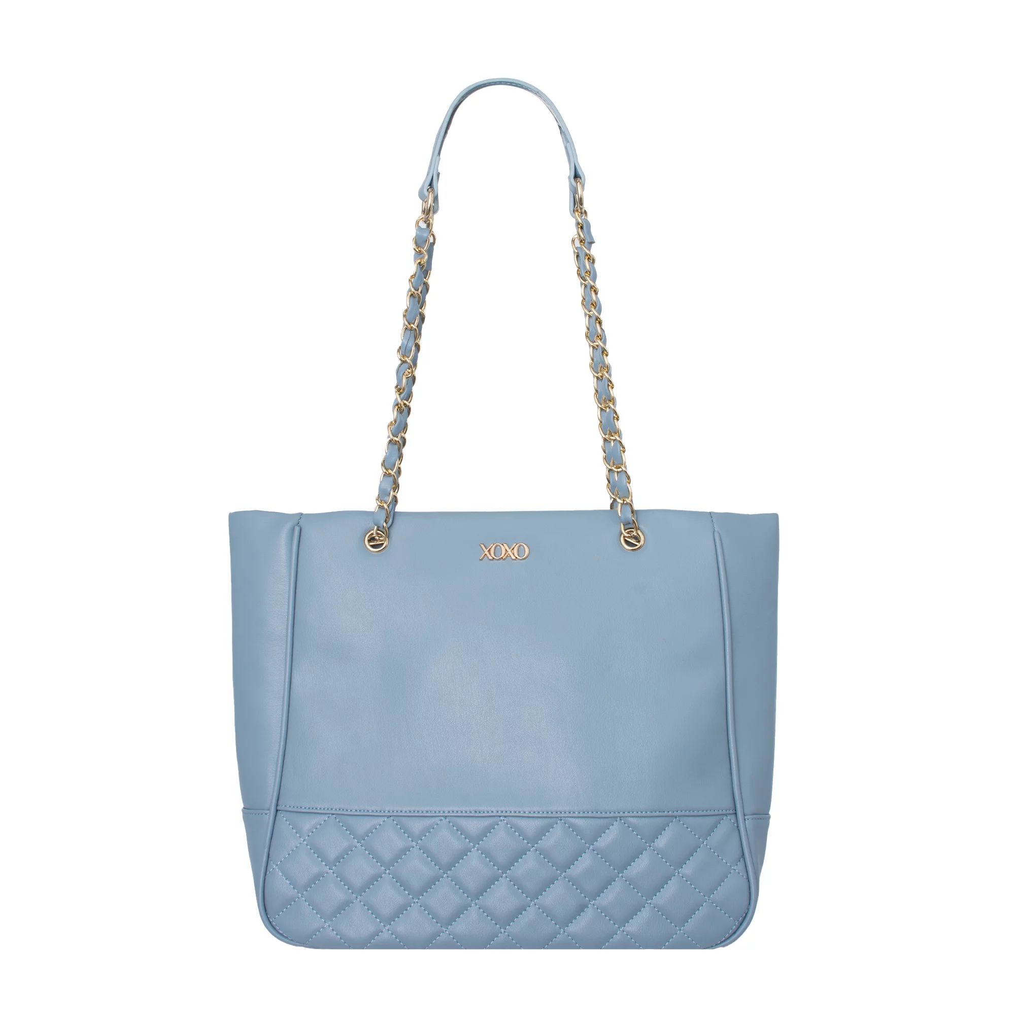 XOXO Women's Blue Vegan Leather Quilted Tote Bag With Chain Handle | Walmart (US)