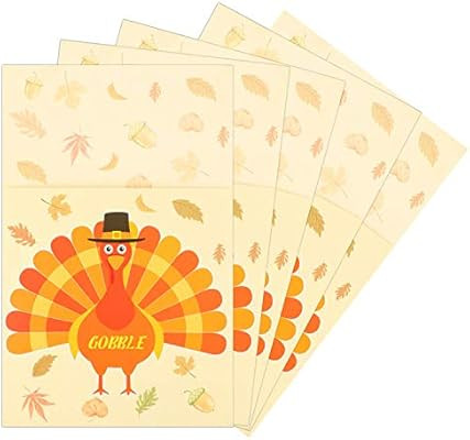 12 Thanksgiving Utensil Cutlery Holders Turkey Theme Silverware Paper Pouch Pockets Party Supplie... | Amazon (US)