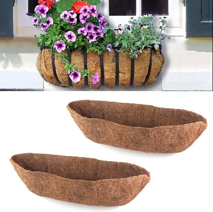 2PCS Trough Coco Fiber Replacement Liner, 24/30/36/48 Inch Half-Moon Coconut Coir Planter for Win... | Amazon (US)