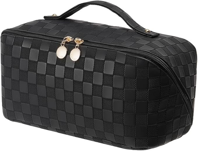 EACHY Travel Makeup Bag,Large Capacity Cosmetic Bags for Women,Waterproof Portable Pouch Open Fla... | Amazon (US)