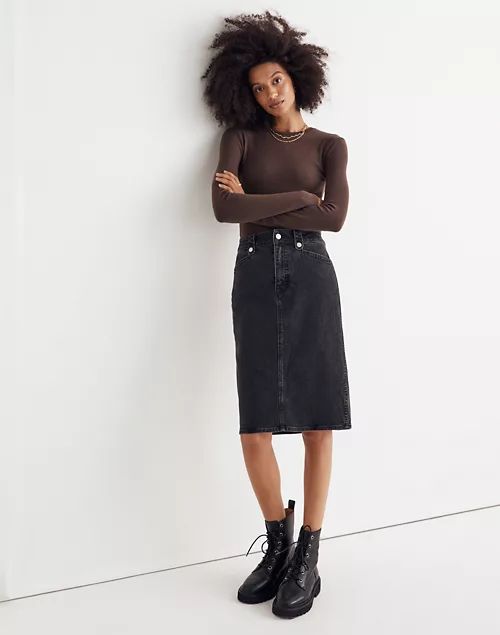 Denim High-Waist Straight Midi Skirt in Euston Wash: Workwear Edition | Madewell