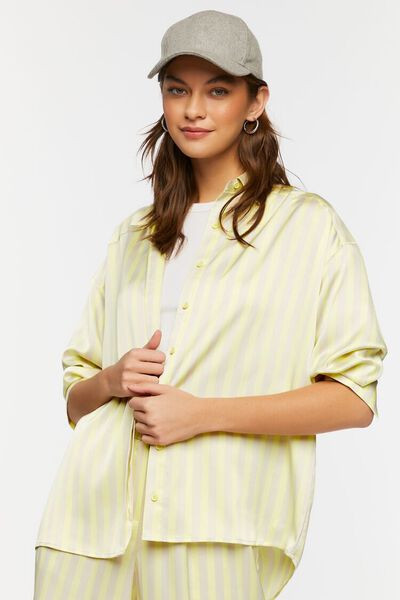 Oversized Satin Striped Shirt | Forever 21 (US)