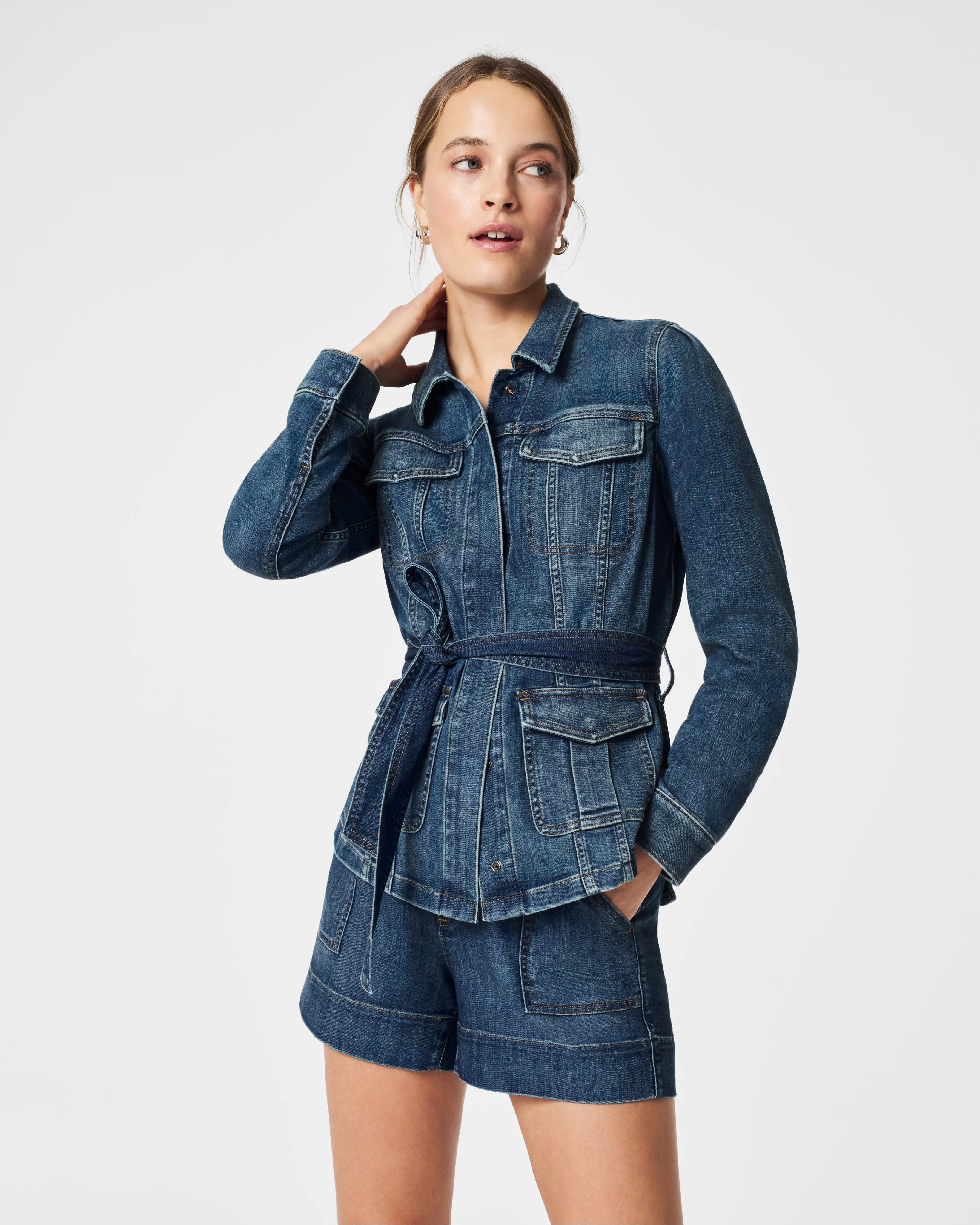 Tie-Front Jean Shirt Jacket | Spanx
