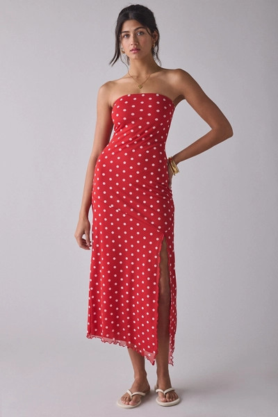 UO Samara Mesh Strapless Midi Dress | Urban Outfitters (US and RoW)