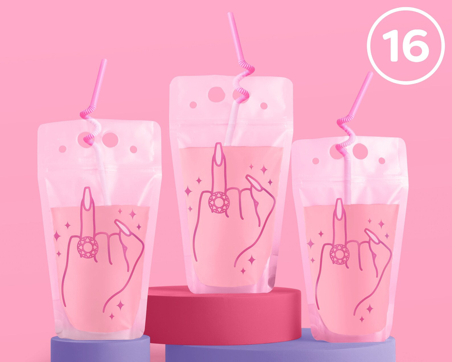 Xo, Fetti Bachelorette Party Ring Finger Drink Pouches 16, Pink Bach Party Drinkware, Bridal Show... | Etsy (US)