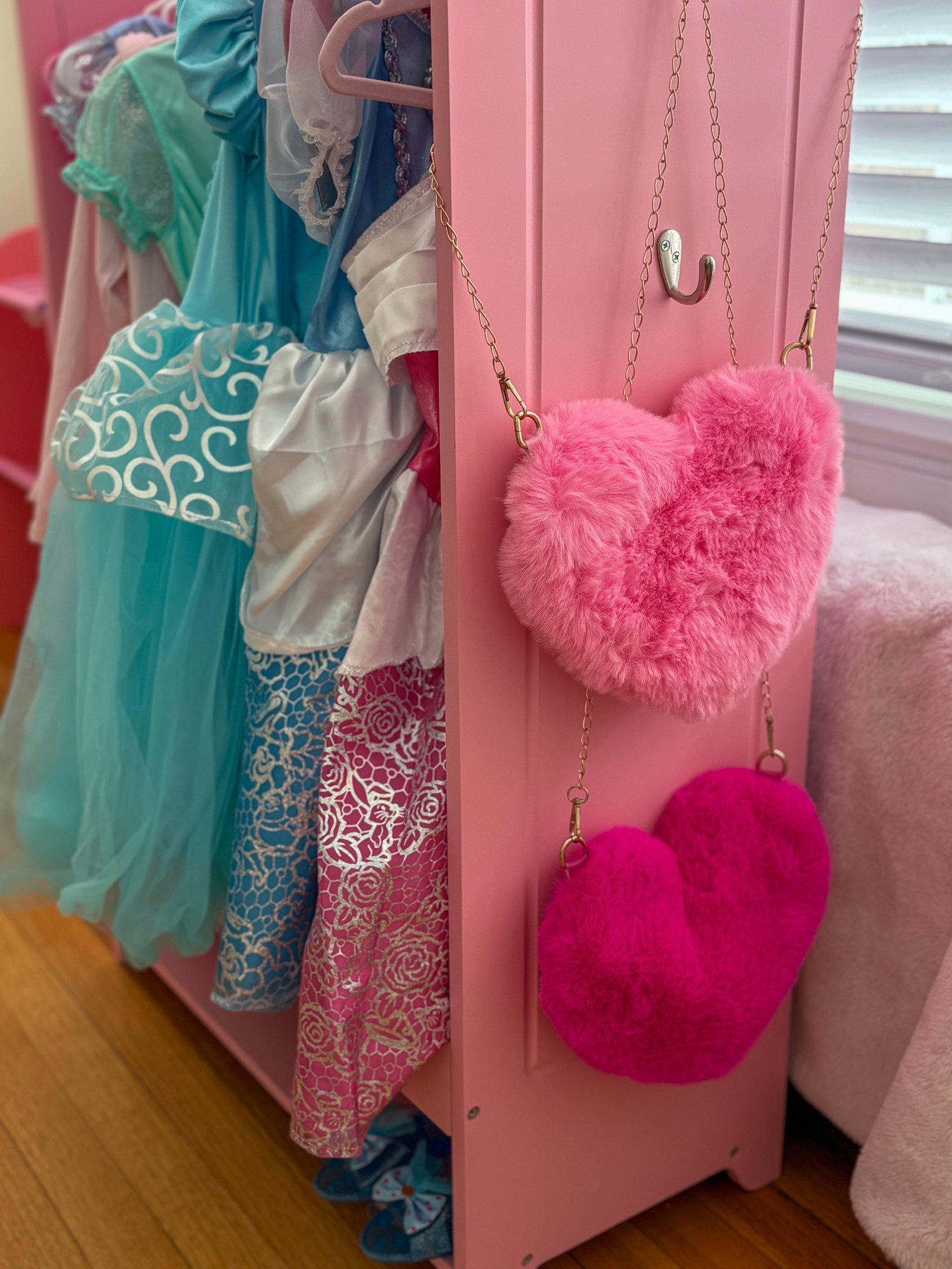 Glimpses of love throughout the house and lots of pink! Including the sweetest pink dress up closet,
Pink heart purses and princess dresses! 

#LTKValentine #LTKKids #LTKBaby