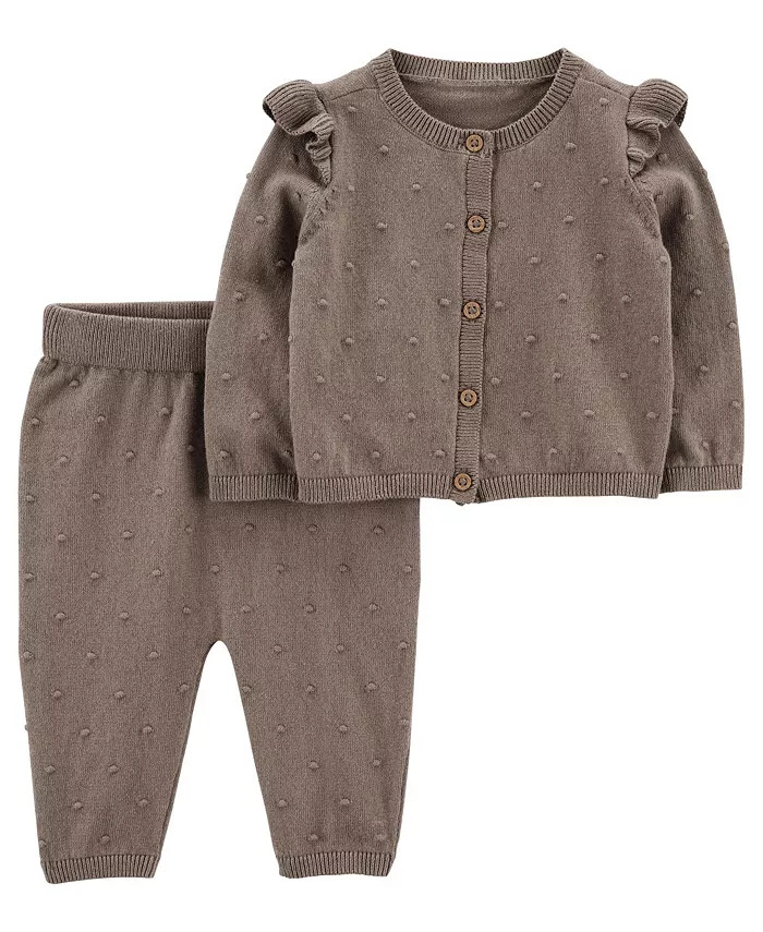Baby Girls Button Front Cardigan and Pant, 2 Piece Set | Macy's