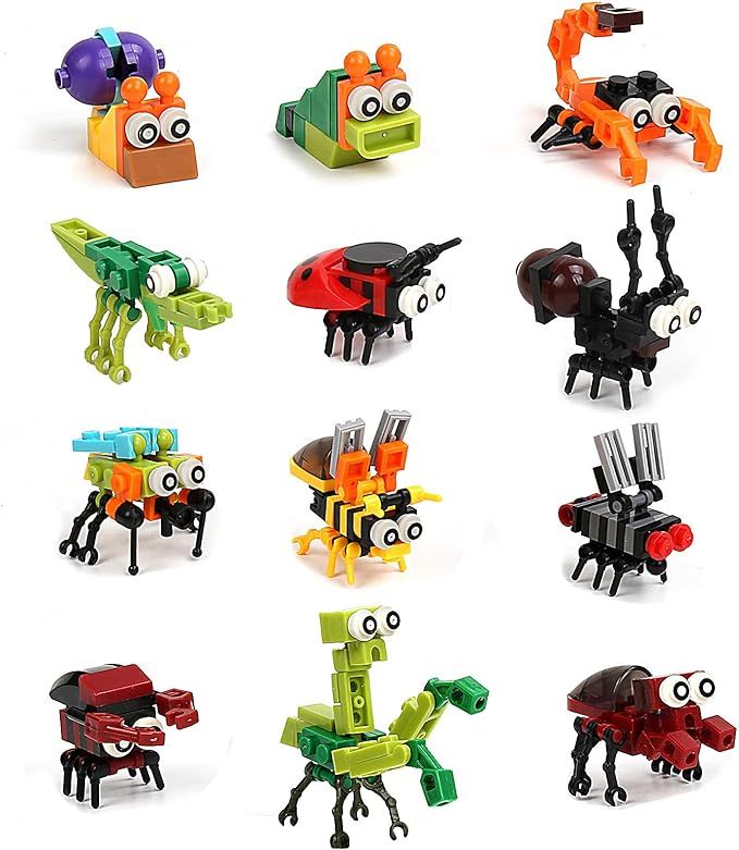 IAMGlobal 12 Mini Animal Building Blocks Toy Set, Animals Figures Stem Toys, Party Supplies Gifts... | Amazon (US)