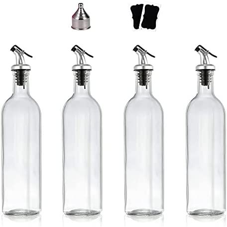 Olive Oil Dispenser-4 Pack Oil and Vinegar Dispenser Set(17 OZ) Oil and Vinegar Bottle Set with 1... | Amazon (US)