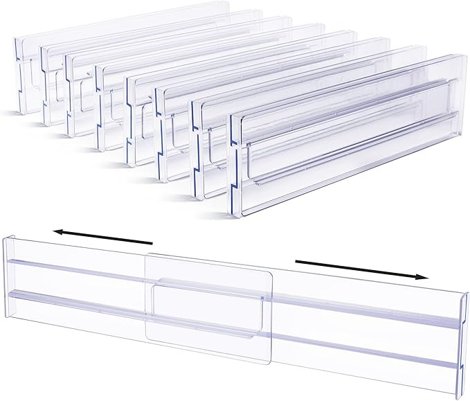 Vtopmart 8 Pack Drawer Dividers, 3.2" High Expandable from 12.2-21.4" Adjustable Drawer Organiser... | Amazon (UK)