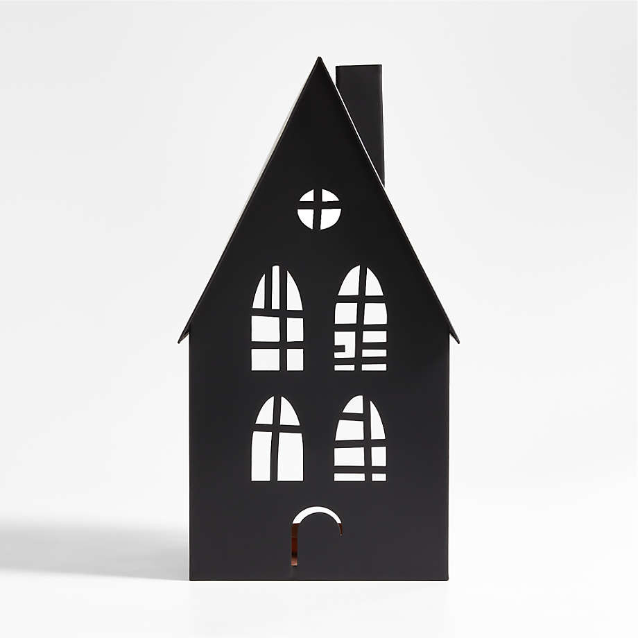 Black Metal Haunted House Halloween Candle Holders | Crate & Barrel | Crate & Barrel