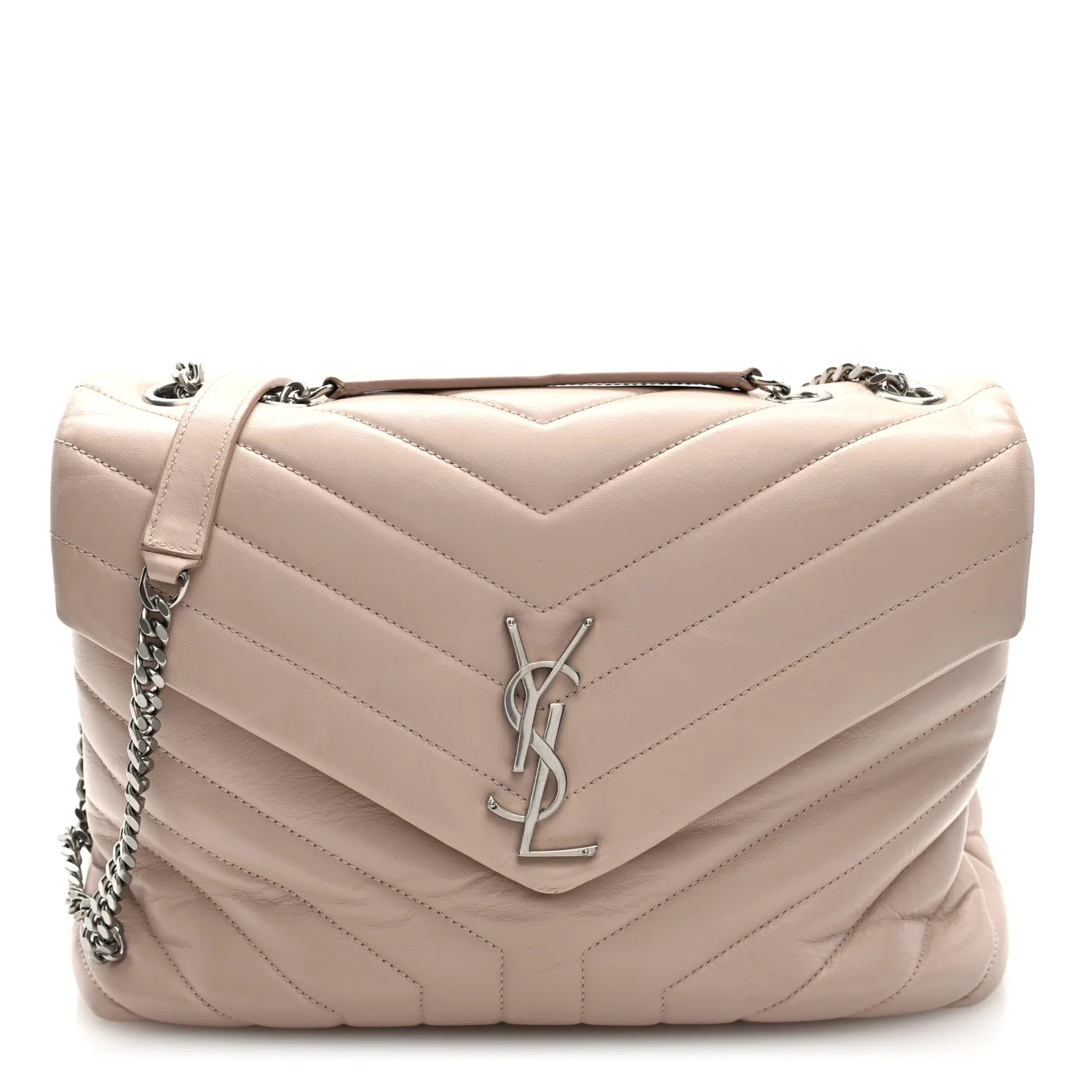 Calfskin Y Quilted Monogram Medium Loulou Chain Satchel Light Natural | FASHIONPHILE (US)