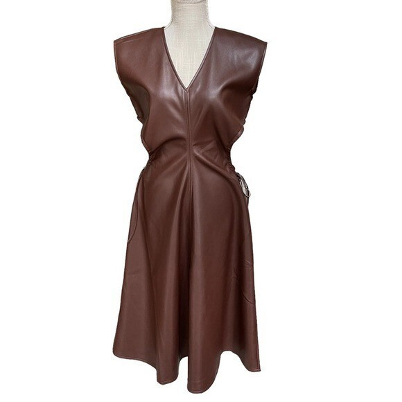 7 for All Mankind Dress Womens Size S Faux Leather Dark Brown Cut Out Midi | eBay | eBay US