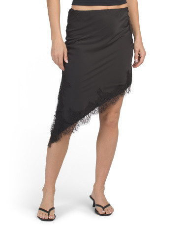 Lace Trim Asymmetrical Skirt for Women | Polyester/Spandex/Nylon | Marshalls