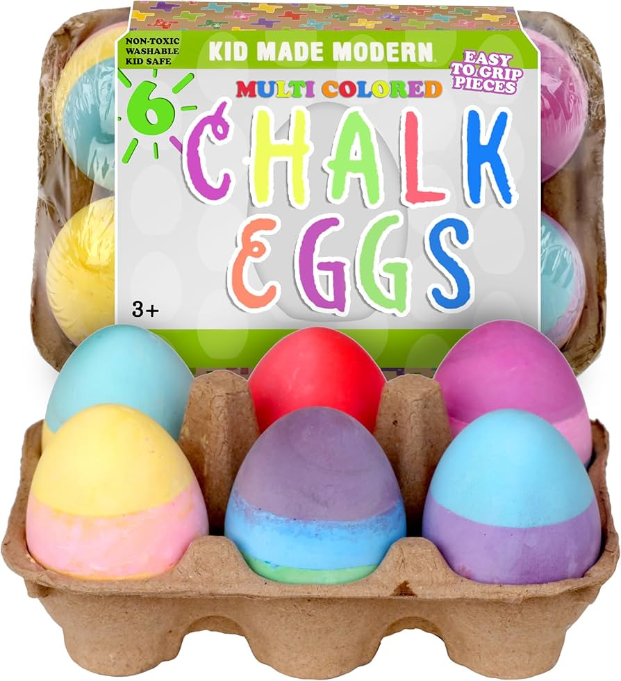 Kid Made Modern Sidewalk Chalk Set for Kids - Washable, Colored Egg Chalk with 3 Layer for Outdoo... | Amazon (US)
