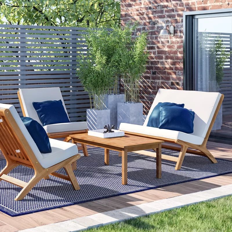 Asuncin Solid Wood 4 - Person Seating Group with Cushions | Wayfair North America