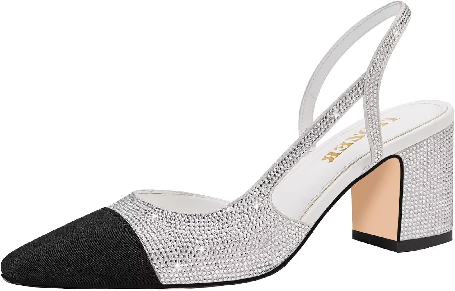 ITOZER Sling Back Heels for Women Splicing Round Toe Low Block Heels Slingback Pumps Dress Shoes for | Amazon (US)