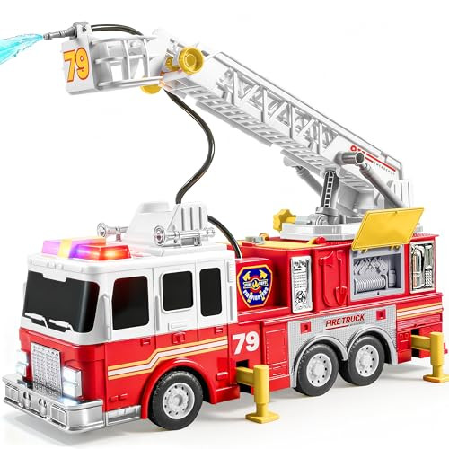 JOYIN Extra Large Toddler Fire Truck Toys for Boys with 33-inch Ladder, Lights & Sprinkler Pump, ... | Amazon (US)
