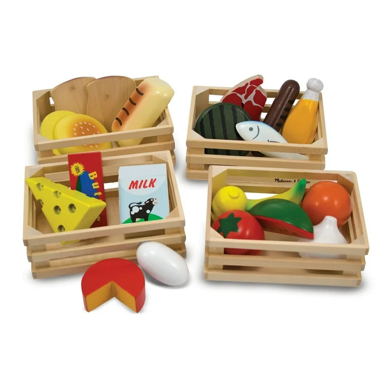 Melissa & Doug Food Groups - 21 Wooden Pieces and 4 Crates, Multi - Walmart.com | Walmart (US)