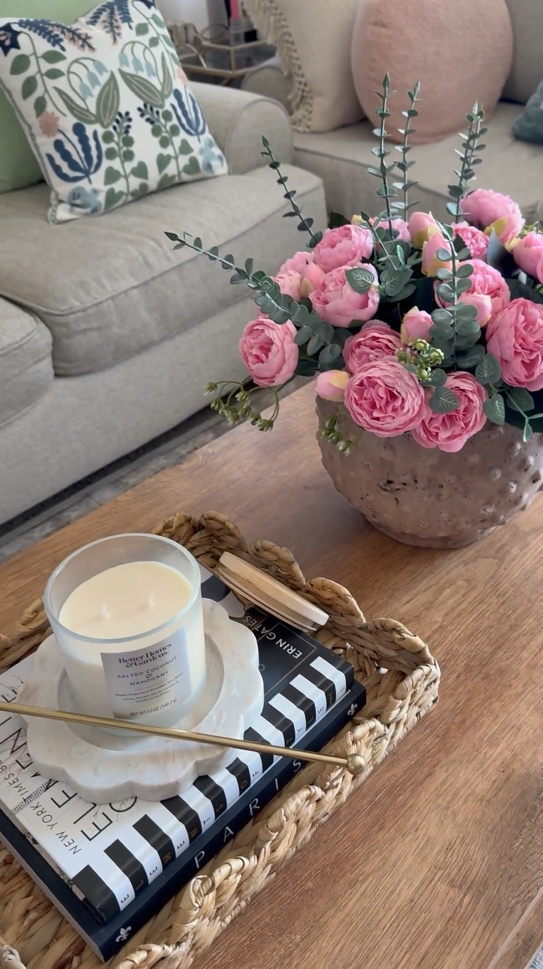 Summer decor ideas for the coffee table: 
- Scalloped Woven Natural Water Hyacinth Decorative Tray from Walmart. This cute and affordable tray is just $16.
- Most realistic peonies from Amazon. Add some decorative books and a candle to complete the look. 




Spring refresh, Walmart scalloped tray, decorative tray, coffee table decor, decorations, summer decor, decorative books, #LTKFindsUnder50 #LTKWatchNow

#LTKmomlife #LTKHome #LTKSeasonal #LTKSaleAlert #LTKdayinmylife