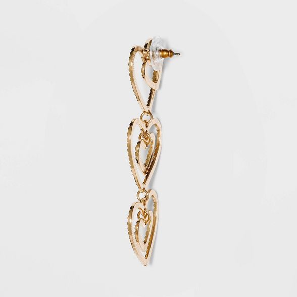 SUGARFIX by BaubleBar Stacked Gold Heart Drop Earrings - Gold | Target