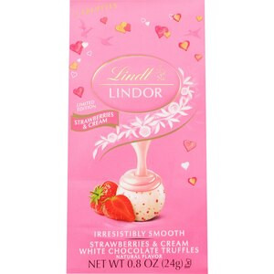 Lindt Lindor Strawberries and Cream White Chocolate Truffles, Valentine's Day Candy, 0.8 OZ | CVS Health