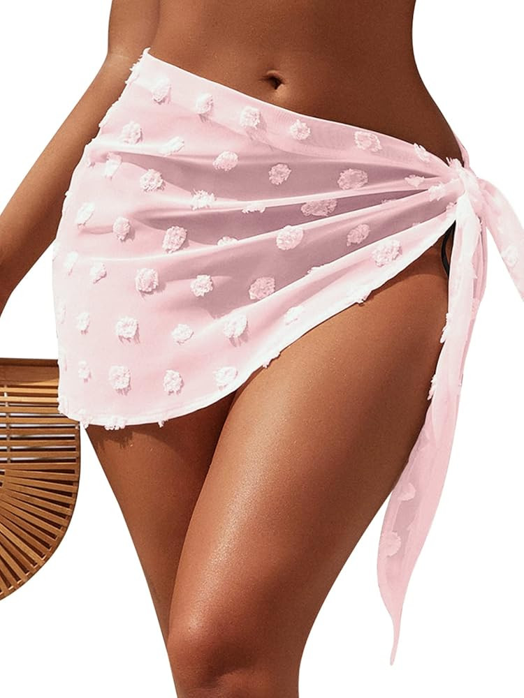 Blooming Jelly Womens Sarong Coverups White Sexy Sheer Beach Bikini Bathing Suit Wrap Skirt Cover | Amazon (US)