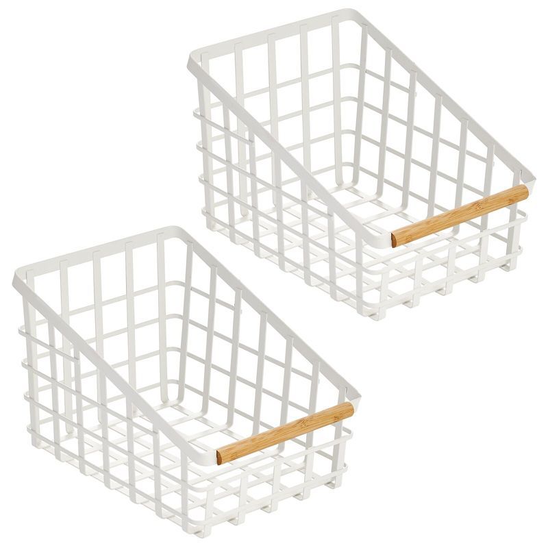 mDesign Slant Metal Kitchen Bin, Wood Handle, 2 Pack | Target