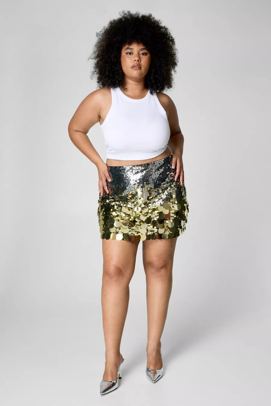 Plus Disc Sequin Ombre Mini Skirt | Nasty Gal US
