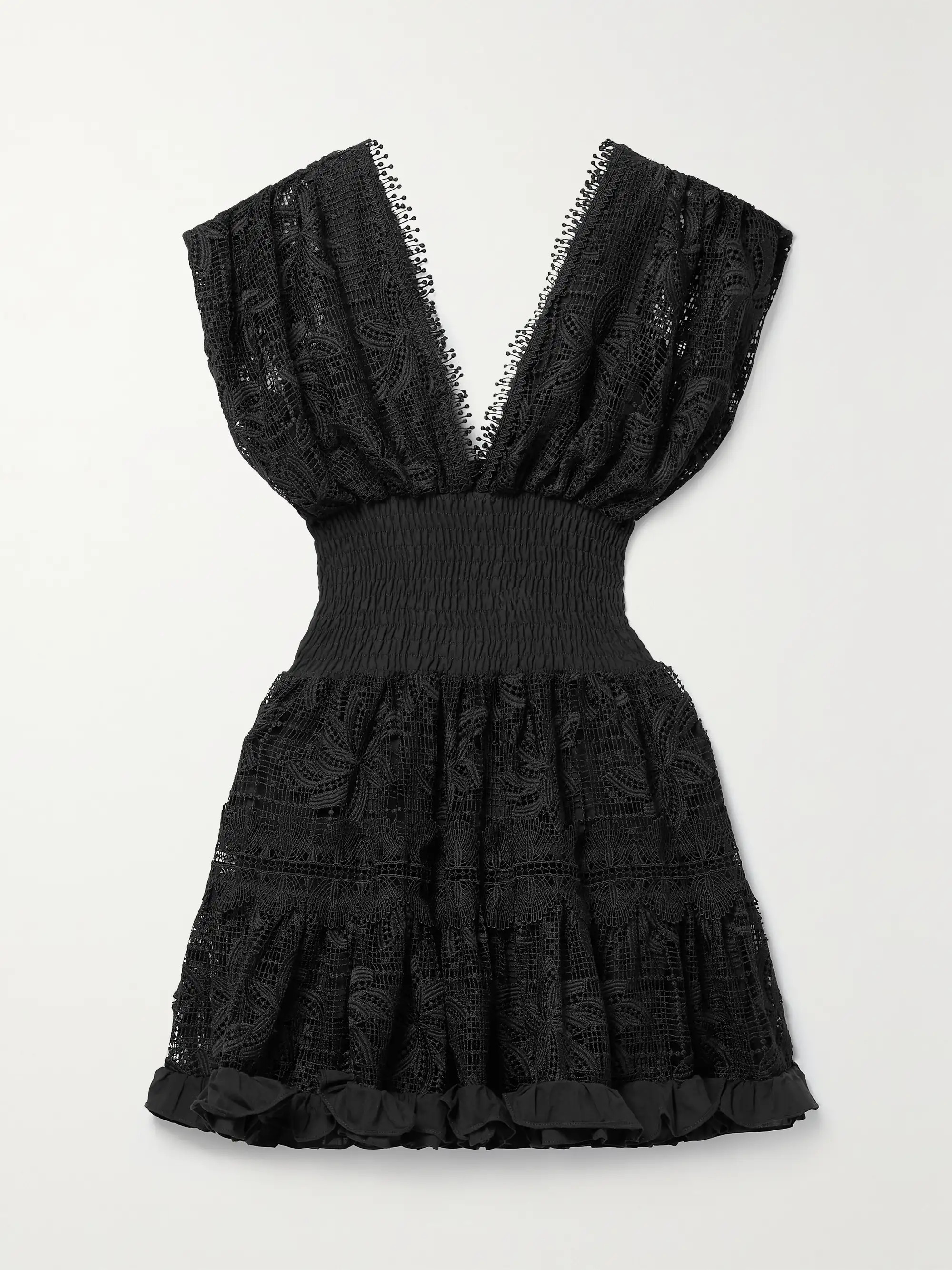 Alicia shirred guipure lace mini dress | NET-A-PORTER (US)