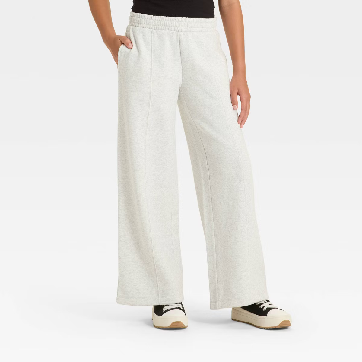 Girls' Fleece Wide Leg Sweatpants - art class™ Heather Gray M | Target