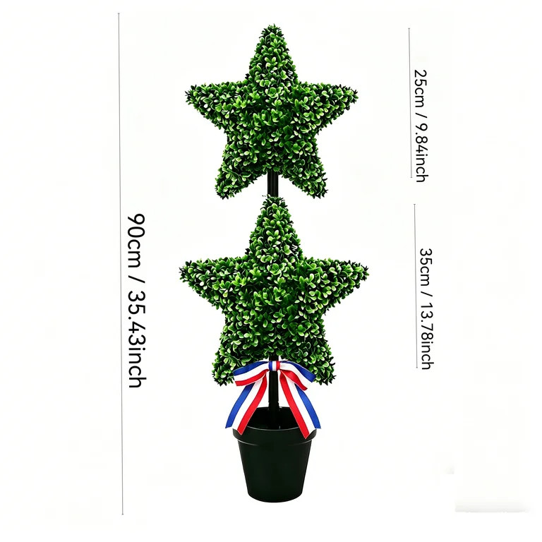 Premium Large Artificial Five-Pointed Star Shaped Patriotic Topiary Tree, 4th of July Decoration,... | Walmart (US)