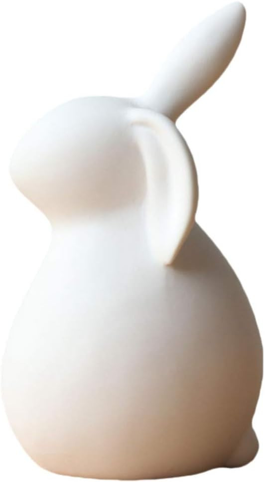 PRETYZOOM Ceramics Bunny Figurine Easter White Bunny Statue Garden Animal Sculpture Cake Cupcake ... | Amazon (US)