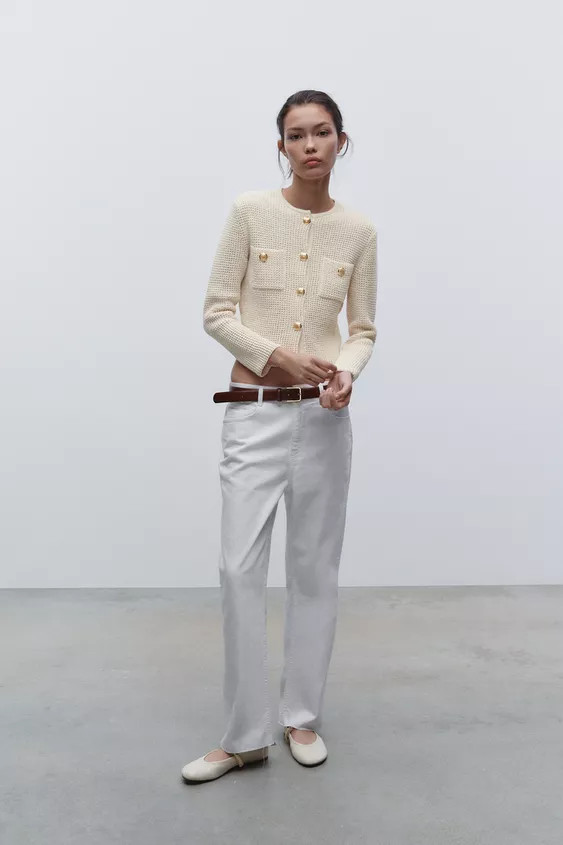 GOLDEN BUTTON KNIT CARDIGAN | Zara US