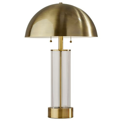 Tobin Dome Table Lamp - Antique Brass/Clear Glass - Gold | Desk Lamp, Bedside Lamp | One Kings Lane