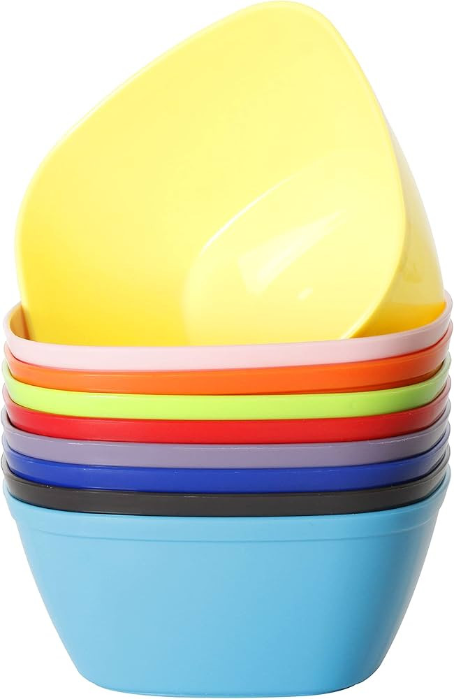 Youngever 9 Pack 12 Ounce Plastic Bowls, Snack Bowls, Kids Plastic Bowls, Set of 9 (9 Rainbow Col... | Amazon (US)