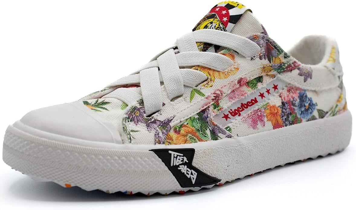 Tigerbear Taurus Canvas Shoes for Women and Men - Floral Fashion Sneakers - Lace up Sneakers - Ec... | Amazon (US)