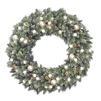 Holiday Living 48-in Pre-lit Indoor/Outdoor Green Mixed needle Artificial Christmas Wreath | Lowe's