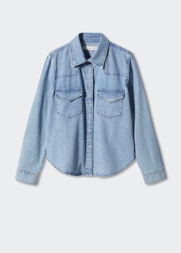 Chest-pocket denim shirt | MANGO (US)