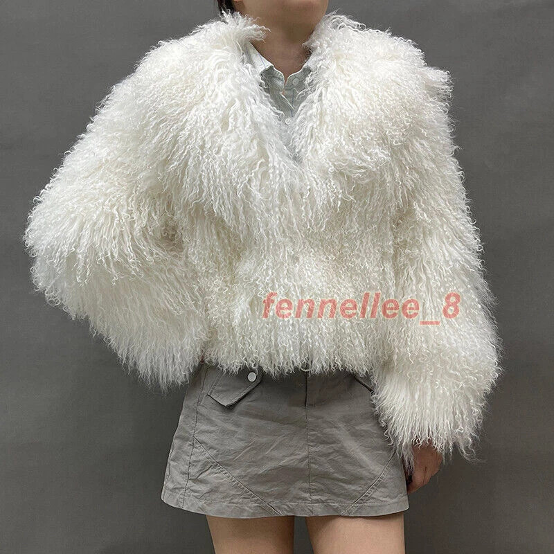 Lady Short Mongolian Fur Coat Elegant Collar Solid Thick Warm Fashion Fur Jacket | eBay US