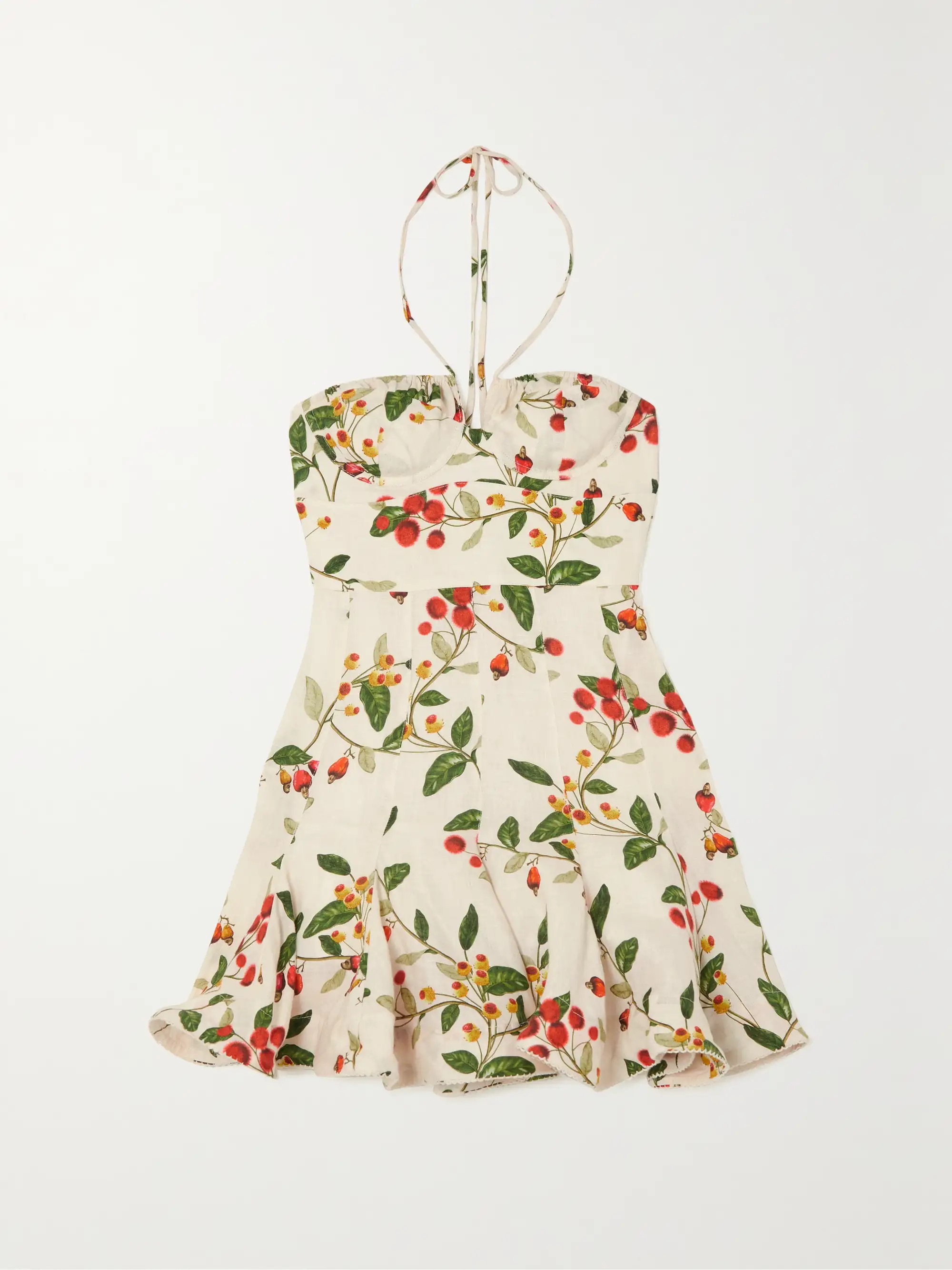 + NET SUSTAIN Anturio Monarca printed linen halterneck mini dress | NET-A-PORTER (US)