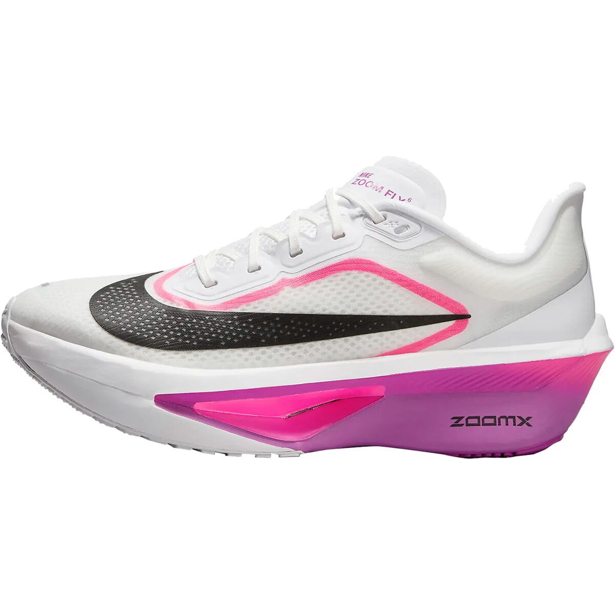 Nike Zoom Fly 6 Running Shoe - Women's White/Black-Vivid Grape-Hyper Pink, 7.5 | Backcountry