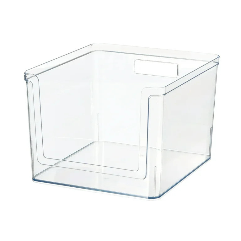 Mainstays Extra Large Deep Open-Front Pantry Organizer Bin, Clear Plastic, 12\u201d x 10.5\u201d ... | Walmart (US)