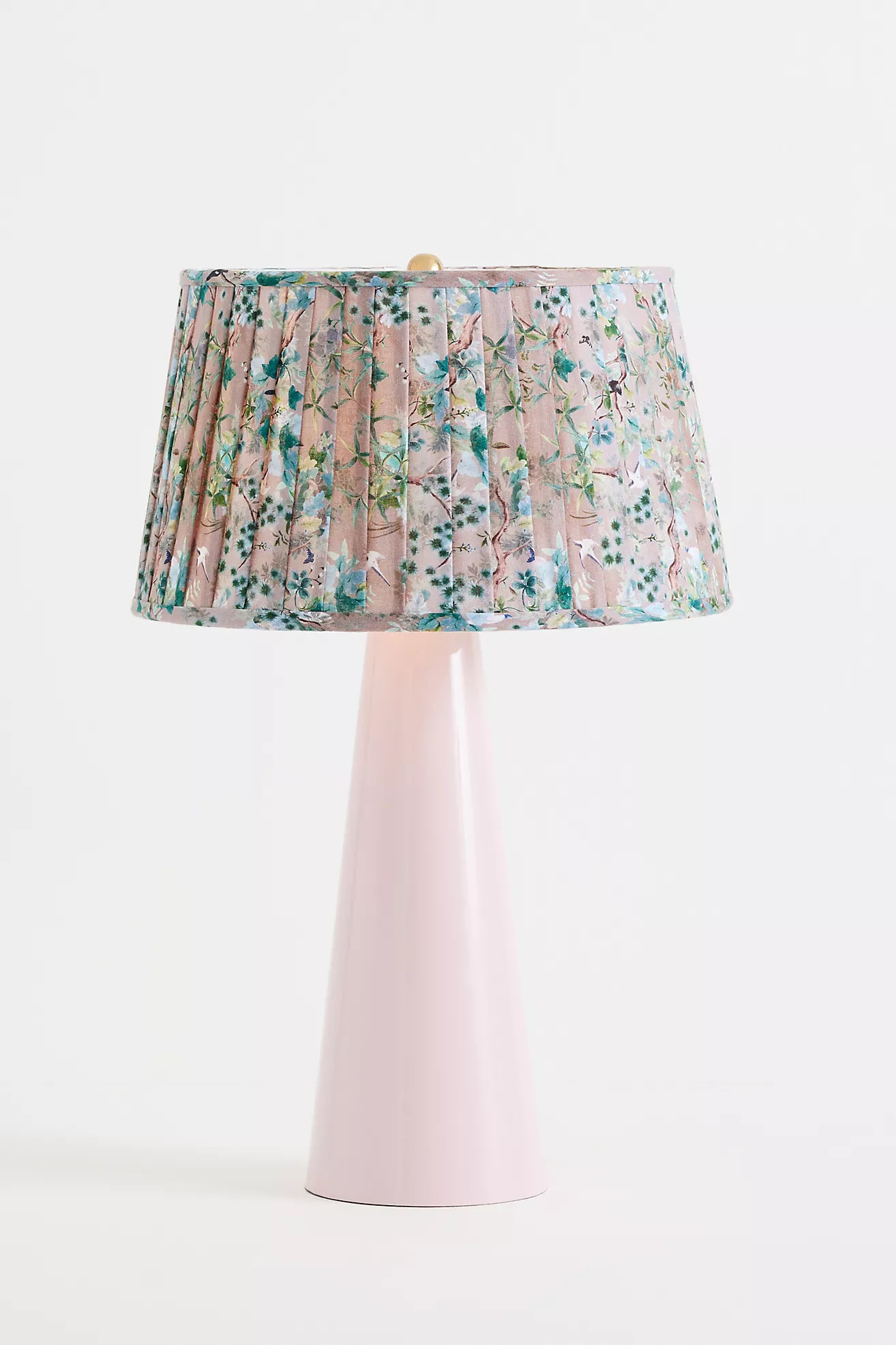 Avalina Enameled Metal Printed Pleated Shade Table Lamp | Anthropologie (US)