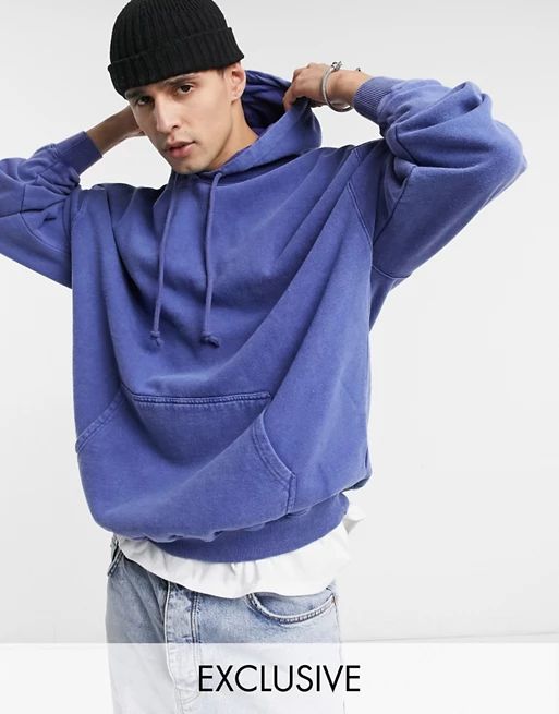 Reclaimed Vintage – Inspired – Gewaschener Oversized-Kapuzenpullover in Blau | ASOS (Global)