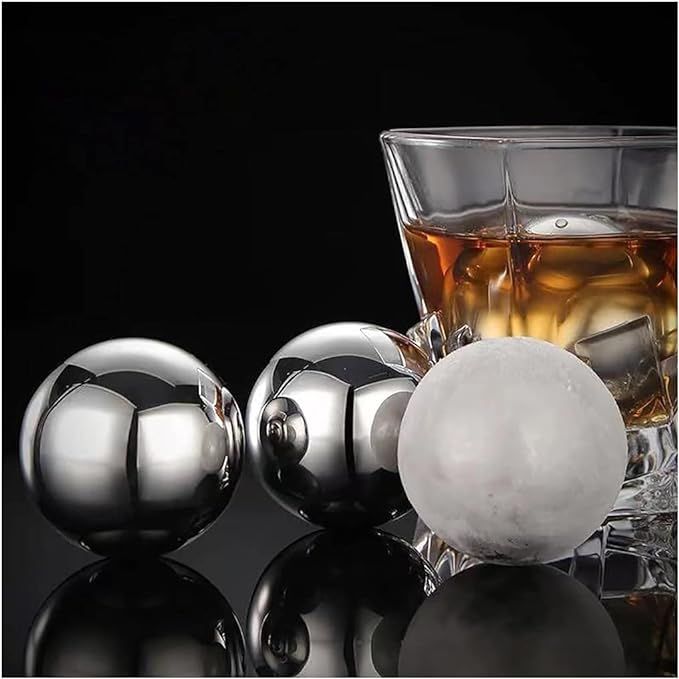 Ecentaur Whiskey Stones Stainless Steel Ice Cube Metal Reusable Balls 2.2" Chilling Stones for Dr... | Amazon (US)