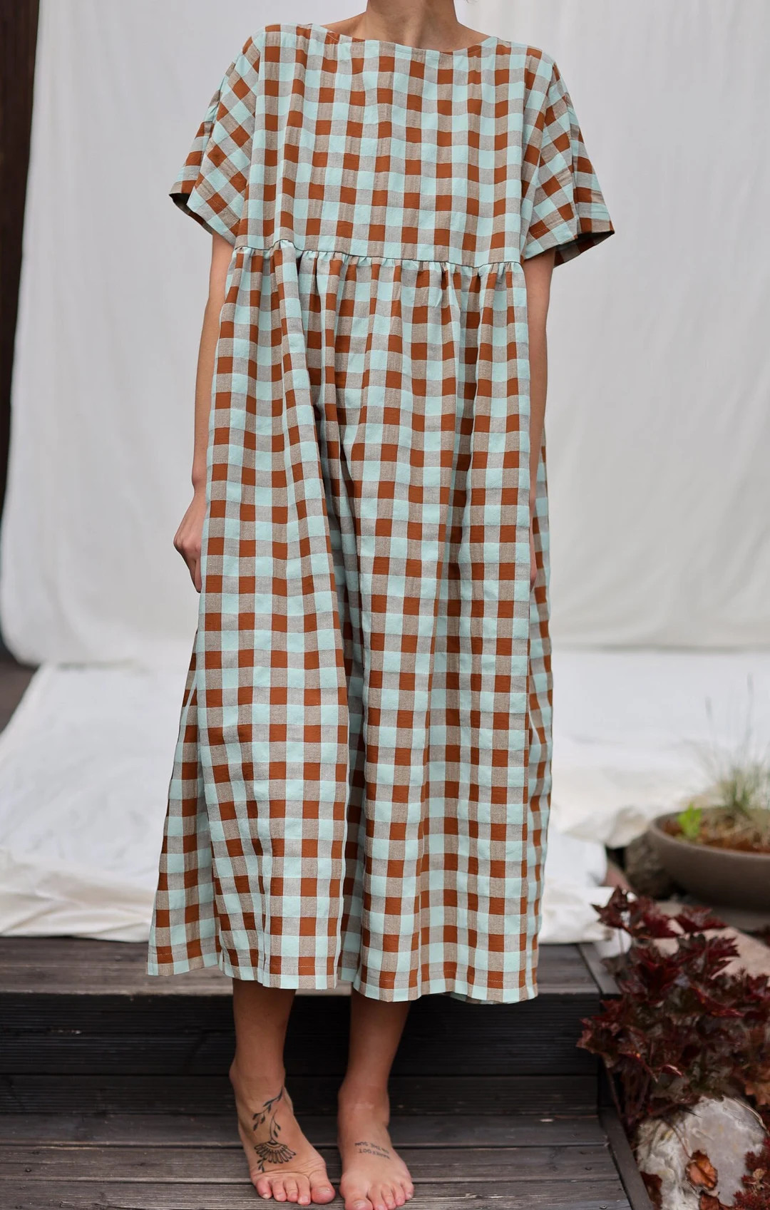 Oversized Seersucker Checks Dress SILVINA \u2022 OFFON CLOTHING - Etsy | Etsy (Global)